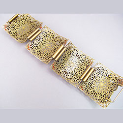 Asian Woman Reverse Painted Cabochon Filgree Bracelet Back