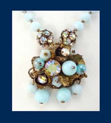 Powder Blue Bead Necklace Close