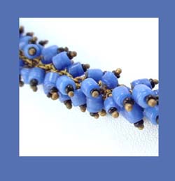 Blue Glass Beaded Necklace Close
