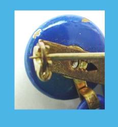 Bright Blue Celluloid Pin Close Up