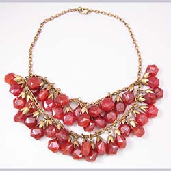 Carnelian Glass Beaded Double Strand Necklace