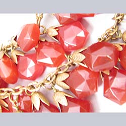 Carnelian Glass Beaded Double Strand Necklace Close