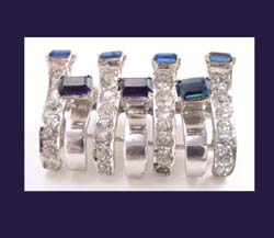 DeRosa Sterling & Sapphire Blue Rhinestone Brooch Side