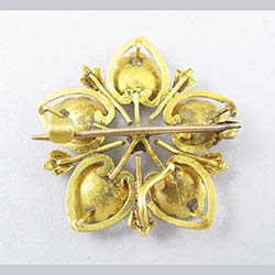 Victorian Enamel 14k Gold Pin Back