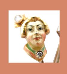 Art Nouveau 14k Gold and Diamond Geisha Girl Pin Close