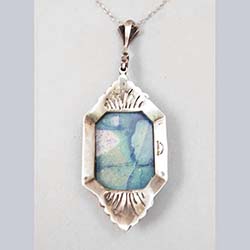 Art Deco Germany Jasper and Marcasite Pendant Back