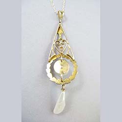 Edwardian Pearl 14k Gold Pendant Back