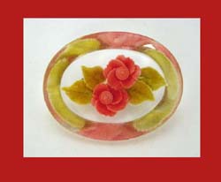 Reverse Carved Lucite Pink Rose Pin