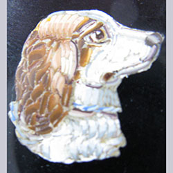 Victorian Cavalier King Charles Cavalier Spaniel Micro Mosaic Brooch Close