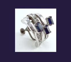 DeRosa Sterling & Sapphire Blue Rhinestone Earrings Side