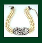 Vintage Glass Pearl & Rhinestone Choker 