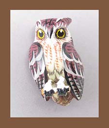 Takahashi Brown Screech Owl Bird Pin