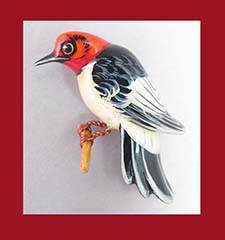 Takahashi Red Headed Woodpecker Pin