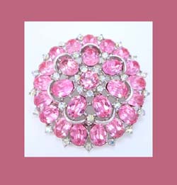 Trifari Pastel Pink Rhinestone Bracelet & Brooch Back