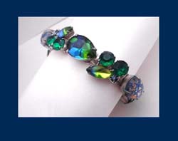 Weiss Colorful Art Glass & Rhinestone Bracelet Close View