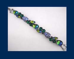 Weiss Colorful Art Glass & Rhinestone Bracelet Full View
