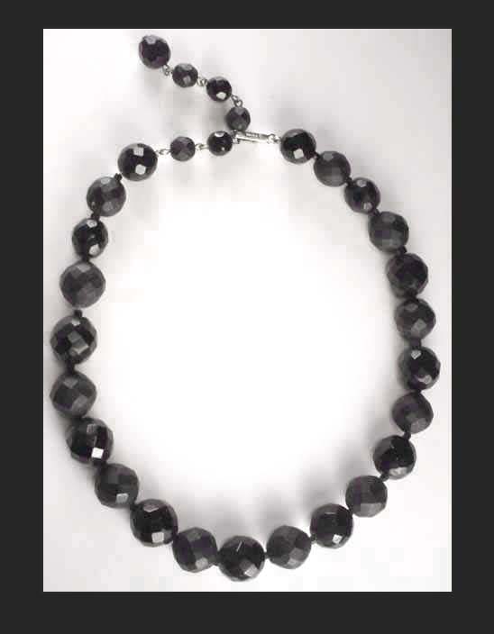Hob&eacute; Black Faceted Bead Necklace Full