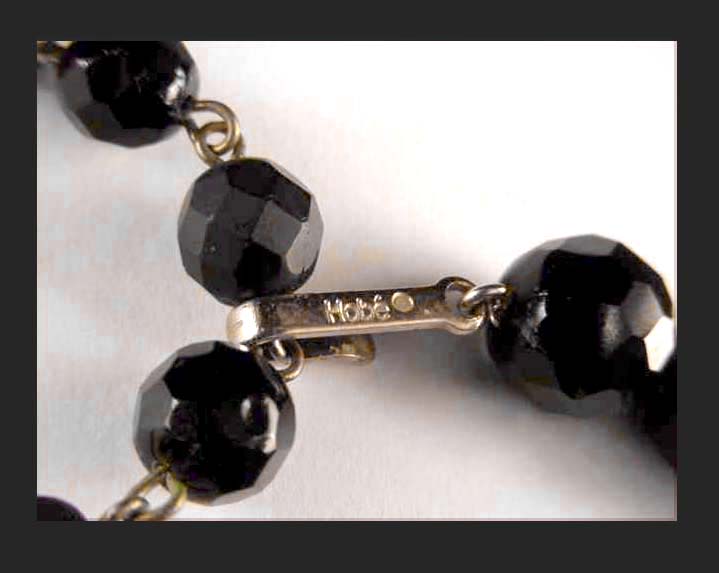 Hob&eacute; Black Faceted Bead Necklace Signature