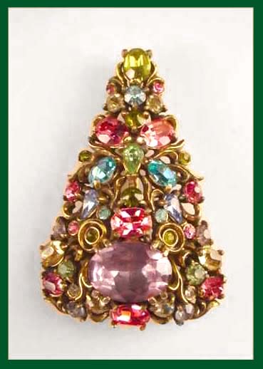 Hollycraft Rhinestone Tree Brooch Front
