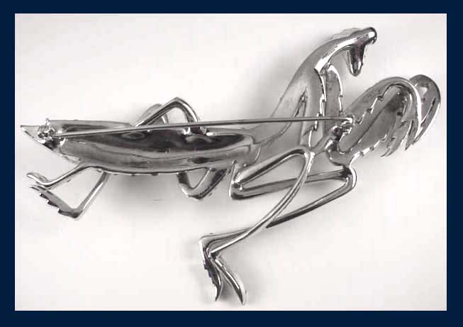 Boucher Pav&eacute; Rhinestone Praying Mantis Pin Back