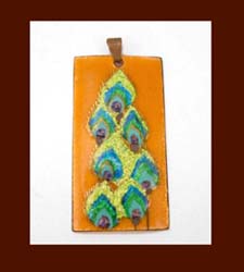 Austrian Enameled Peacock Feather Pendant