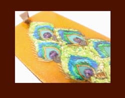 Austrian Enameled Peacock Feather Pendant Close Up