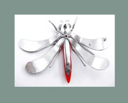 Red Bakelite Dragonfly Brooch Back