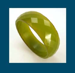 Moss Green Faceted Bakelite Bracelet