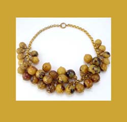 Marbled Bakelite Beads and Brass Necklace Full View