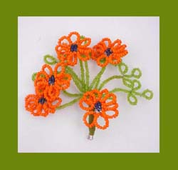 Vibrant Beaded Flower Pin