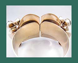 Fred A. Block Emerald Rhinestone Clamper Bracelet Back