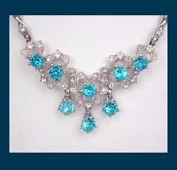 Bogoff Aqua Rhinestone Necklace Close Up