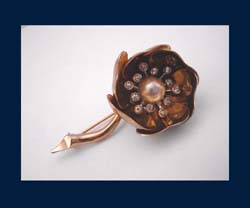 Boucher Night & Day Flower Brooch Closed