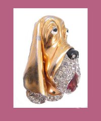 Scarce Rhinestone Hound Dog Fur Clip Side
