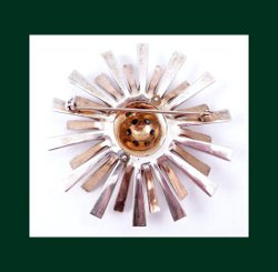 Boucher Sterling and Rhinestone Starburst Pin Back