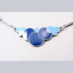 Sterling Blue Enamel Bubbles Necklace Close