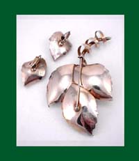Sterling Vermeil Castlecliff Leaf Style Pin & Earrings Back