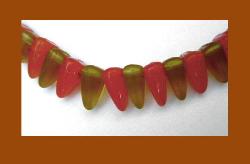 Czechoslovakian Orange & Yellow Glass Beaded Necklace Close Up