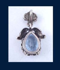 Cini Sterling Blue Topaz Rhinestone Pendant Signature