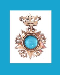 Sterling Vermeil Rhinestone Crown and Starburst Brooch Back