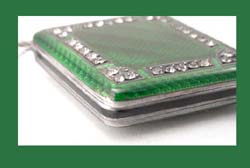 English Sterling & Guilloch&eacute; Enamel Art Deco Watch Pendant Side