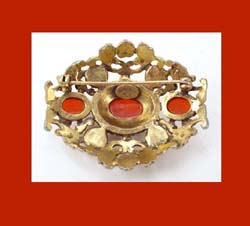 DeNicola Carnelian Glass Cabochon Pin Signature
