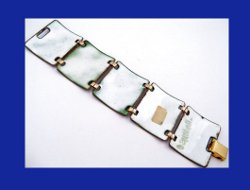 Kaye Denning Wide Blue and Green Enamel Bracelet Signature