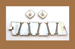 Kay Denning Golden Enamel Bracelet and Earrings Signature