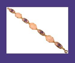 1920s Enamel Dragon & Rose Quartz Bracelet Front