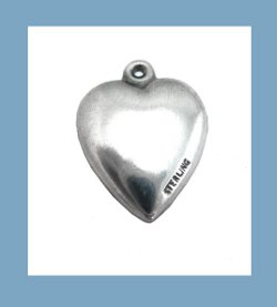 Forget Me Not Flower Sterling Puffy Heart Charm Signature