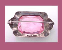 Germany Sterling Pink Rhinestone Pin Back