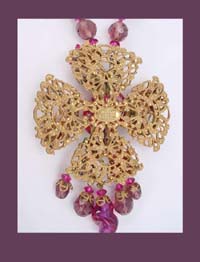 Miriam Haskell Amethyst and Pink Beaded Necklace Back