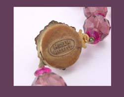 Miriam Haskell Amethyst and Pink Beaded Necklace Signature