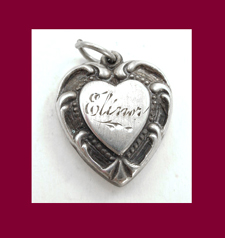 Framed Heart Sterling Puffy Heart Charm Signature